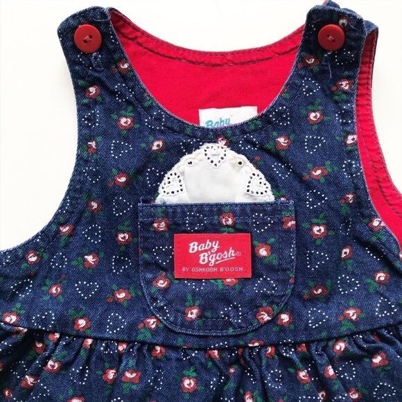 Vintage Oshkosh heart patterned denim dress 18m - Picture 2 of 5